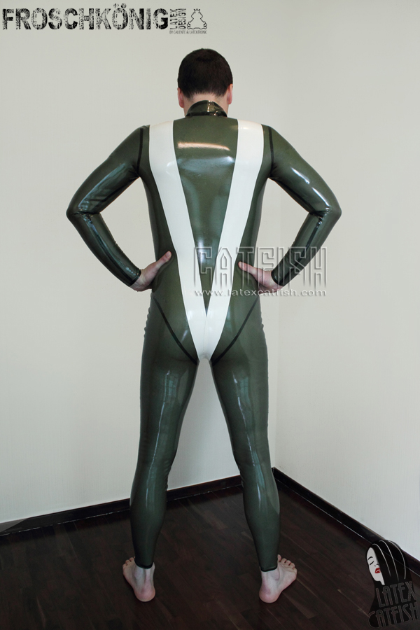 Men's 'Steep Vee' Latex Neck Entry Zipperless Catsuit