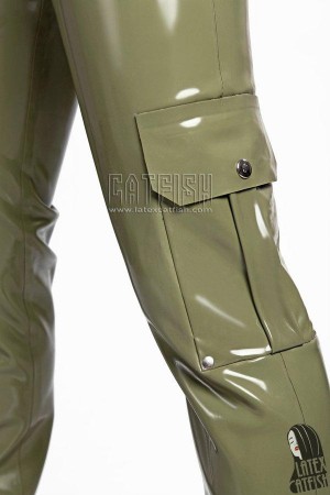 Men's High-Waisted Latex Cargo Pants