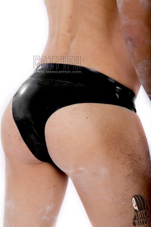 Men's High-Cut Latex Swimwear Briefs