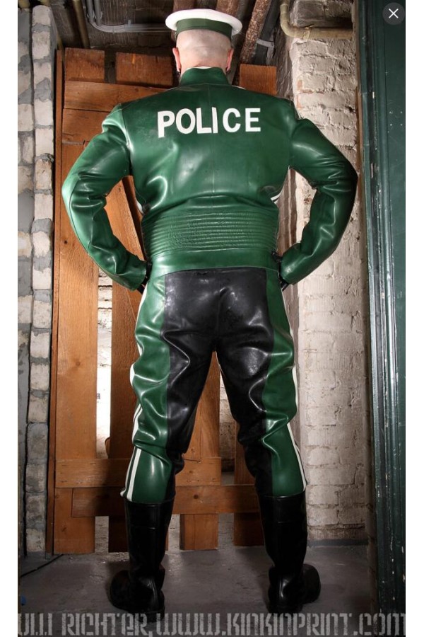 Men's Thick Latex Front Zipper Uniform Jacket