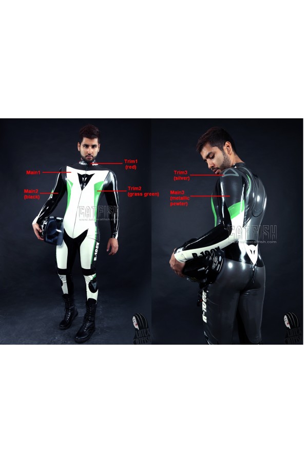 Men's 'R-100X' Branding MotoGP Biker Latex Catsuit Model E