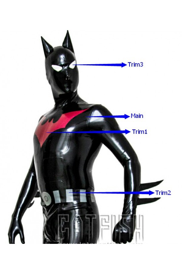 Men's 'Bat-Mantra' Latex Super Hero Total Coverage Catsuit