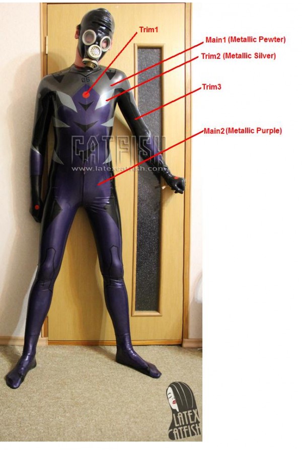 Men's 'Celestial' Latex Back Zipper Catsuit With Feet