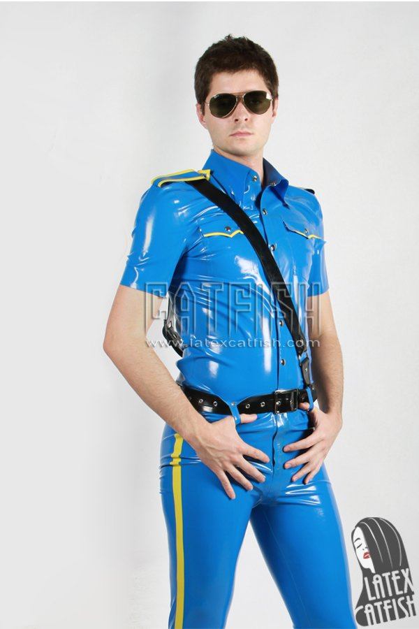  (Stock clearance) Men's 'Police' Latex Uniform Shirt