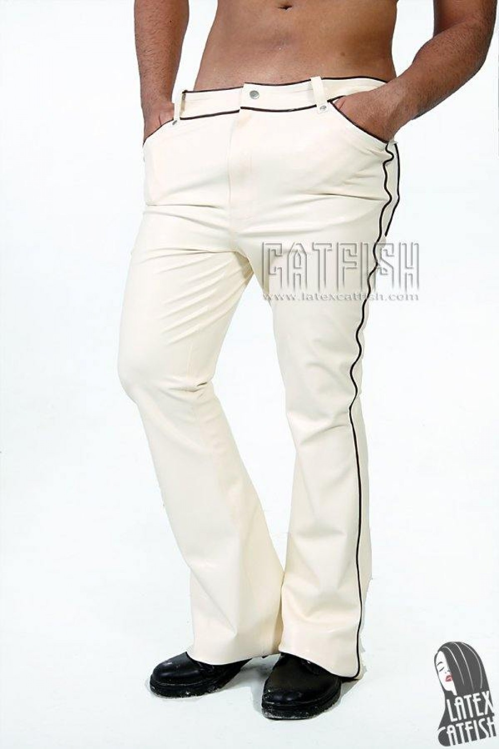 Men's Piping-Trim Latex Jeans Men's Piping-Trim Latex Jeans