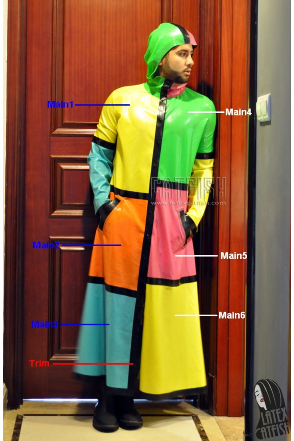 Men's 'Rubik' Latex Hooded Raincoat