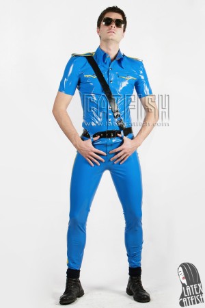  (Stock clearance) Men's 'Police' Latex Uniform Shirt