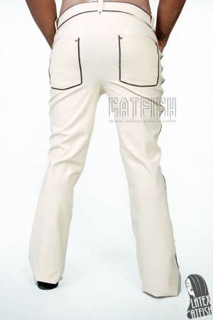 Men's Piping-Trim Latex Jeans