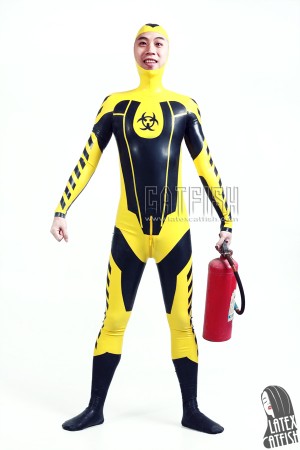 Men's 'Biohazardous' Hooded Latex Catsuit