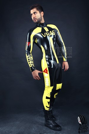 Men's 'VR46' Brand Name MotoGP Biker Latex Catsuit