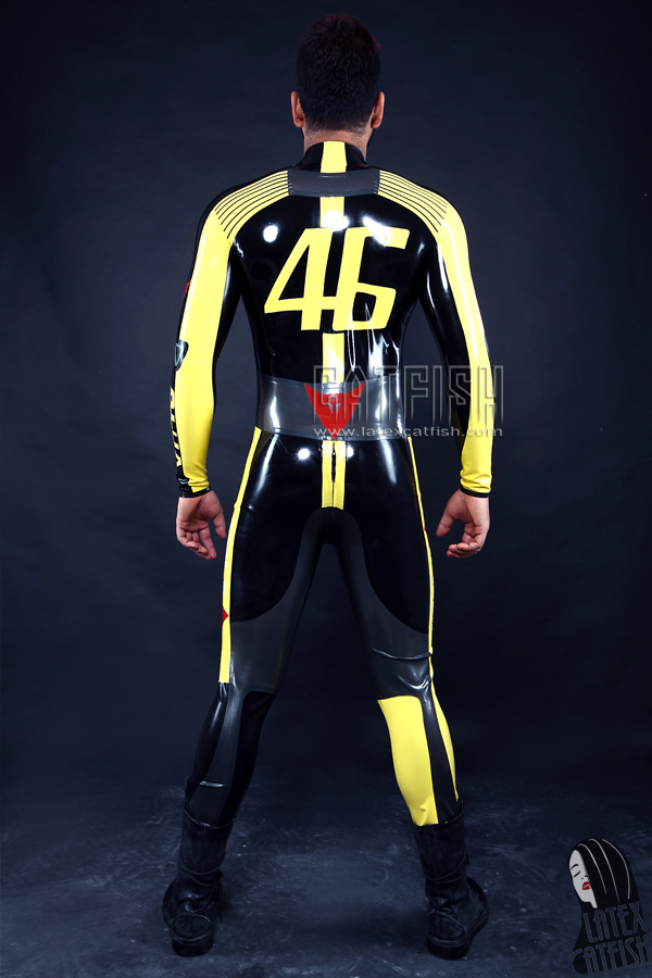 Men's 'VR46' Brand Name MotoGP Biker Latex Catsuit