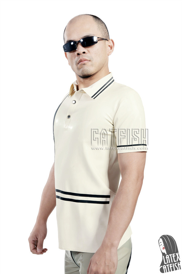 Men's Formal Striped Latex Polo Shirt