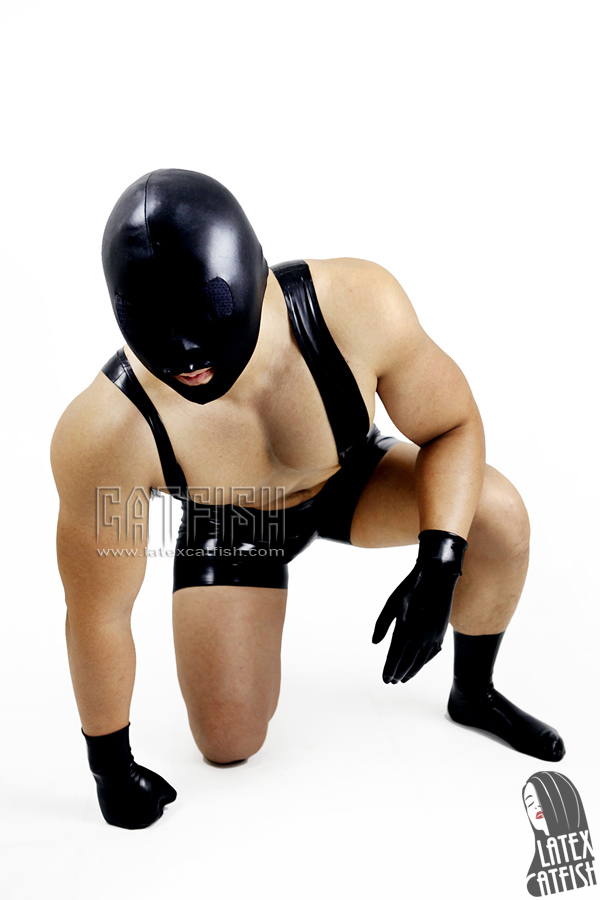 Men's Low-Cut 'Muscles' Latex Wrestling Suit