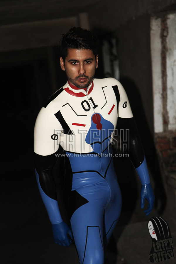 Men's 'Zero-One' Anime Hero Character Latex Catsuit