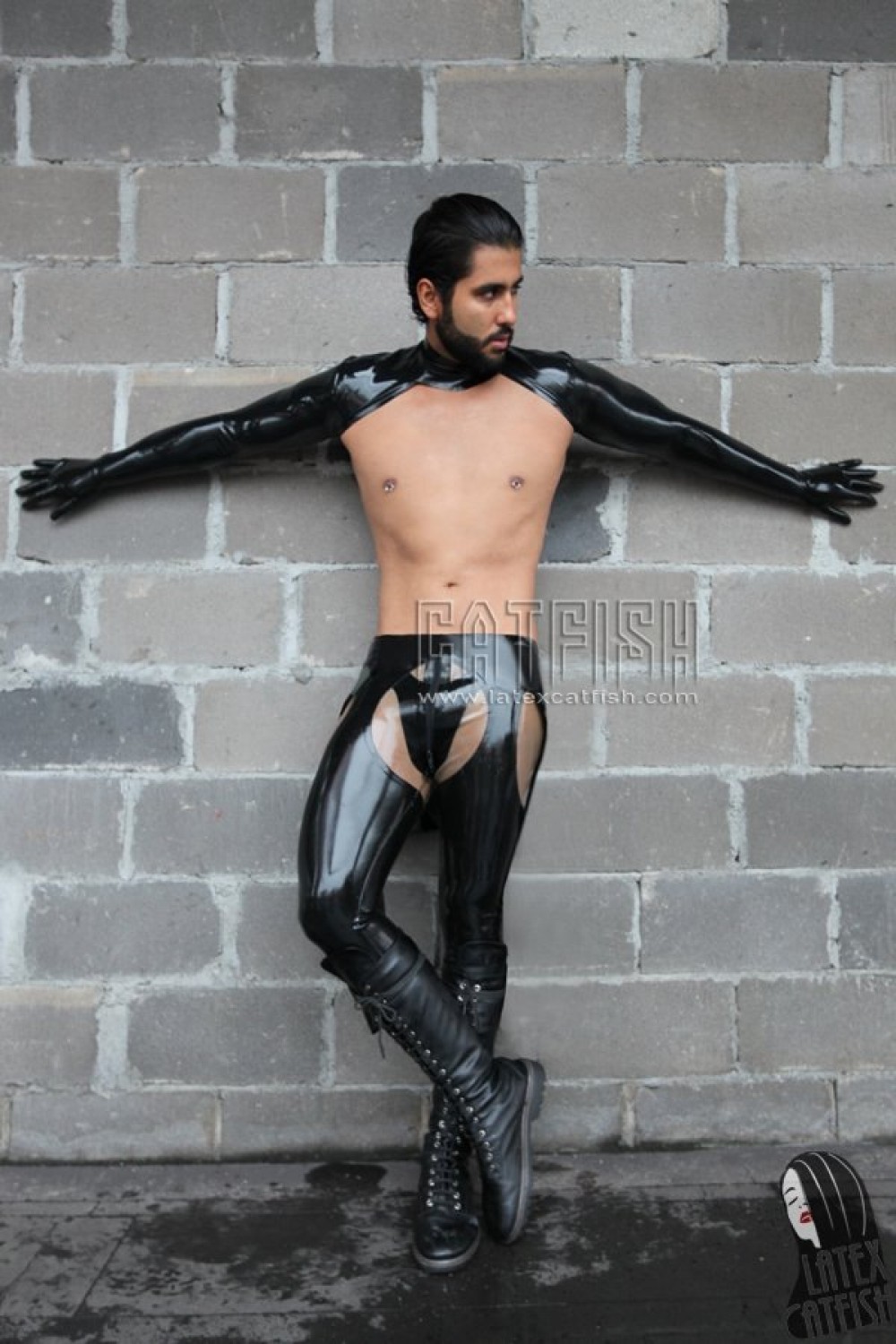 Men's 'Peek-a'Boo' Latex Leggings Men's 'Peek-a'Boo' Latex Leggings