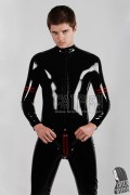 Men 'Collegiate' Codpiece Latex Catsuit