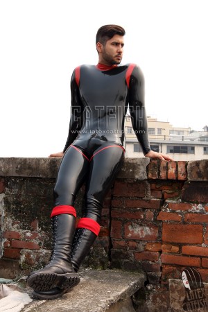 Men's 'Ansal' Back Zipper Latex Catsuit