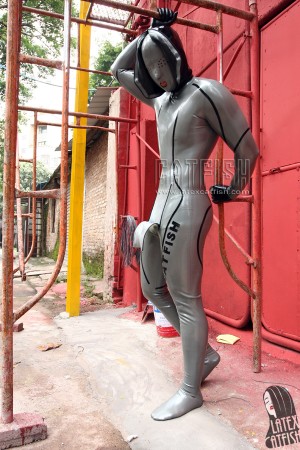 Men's Catfish Branded Latex Gimp Catsuit