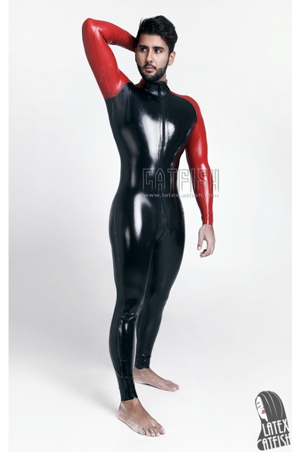 Men's 'Curv-ical' Front Zipper Latex Catsuit