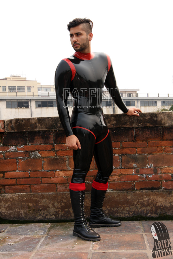 Men's 'Ansal' Back Zipper Latex Catsuit