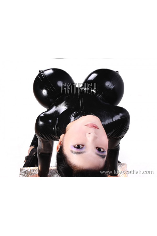 Unisex 'Boobilicious' Latex Inflatable Boobs Catsuit