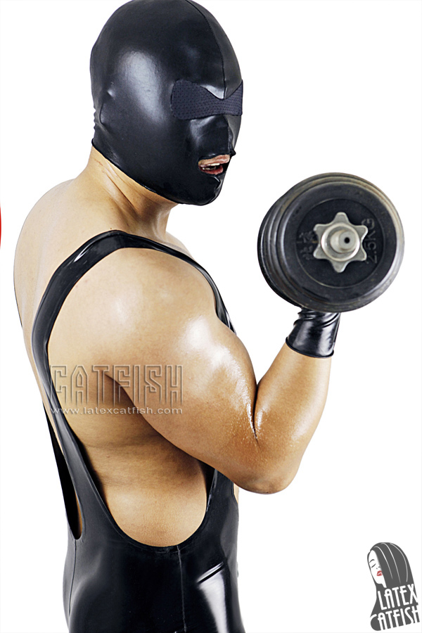 Men's Low-Cut 'Muscles' Latex Wrestling Suit