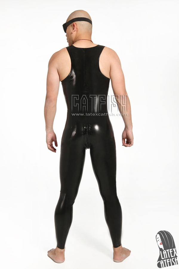 Men's 'Muscle' Singlet Front Zipper Latex Catsuit