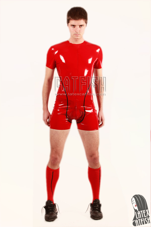 Men's Short-Leg and Short-Sleeve Latex Playsuit