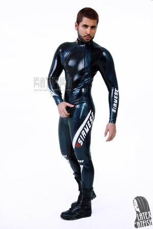 Men's 'Stylish Biker' Brand Name T-Age Latex Biker Catsuit