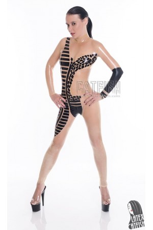 'Tribal Mosaic' Semi-Transparent Latex Catsuit