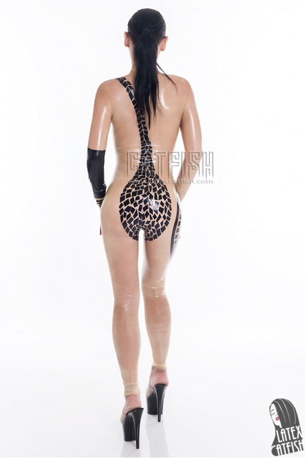 'Tribal Mosaic' Semi-Transparent Latex Catsuit