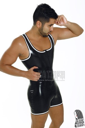 Men's Short-Legged Latex Unitard