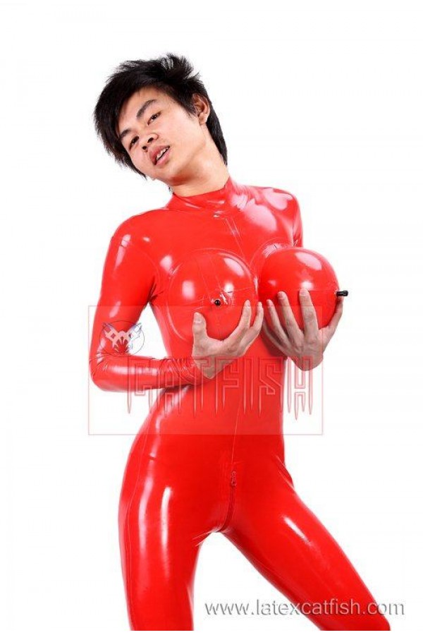 Unisex Latex Inflatable 'Boobs' Catsuit