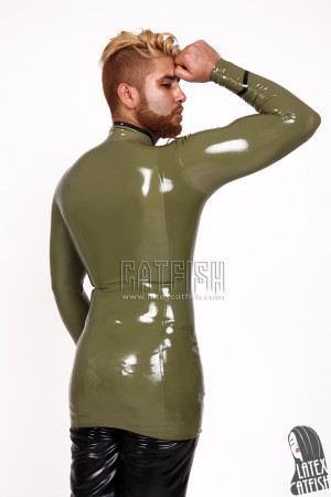 Men's Long 'Military' Latex Double-Breasted Tunic Coat