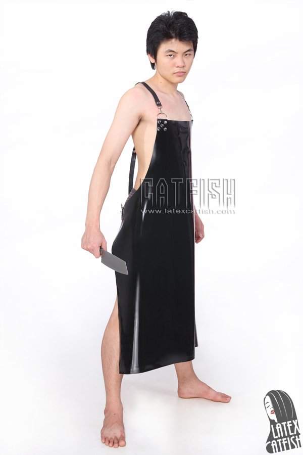 Men's Long Latex Apron with Harness Straps