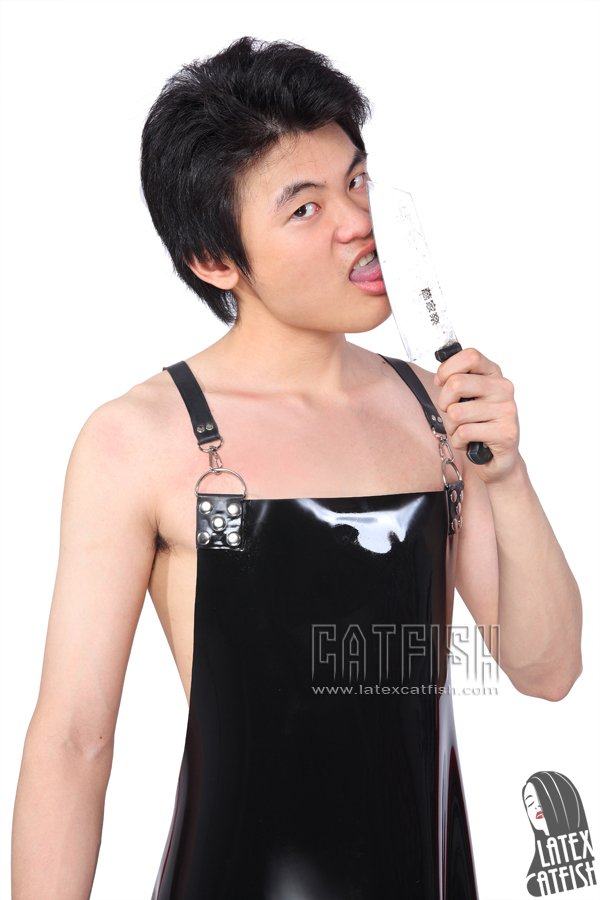 Men's Long Latex Apron with Harness Straps
