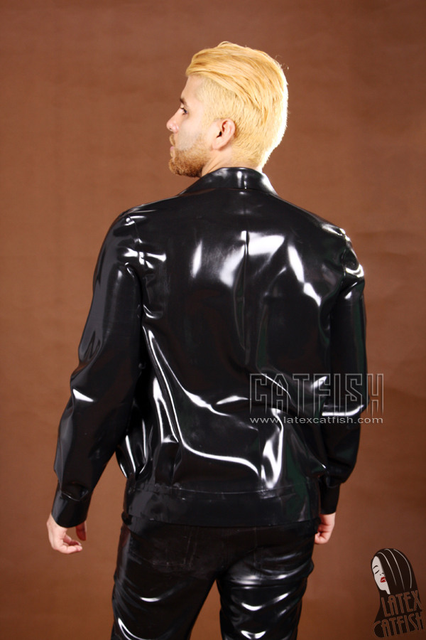 Men's Latex Front-Zipper Windbreaker Jacket