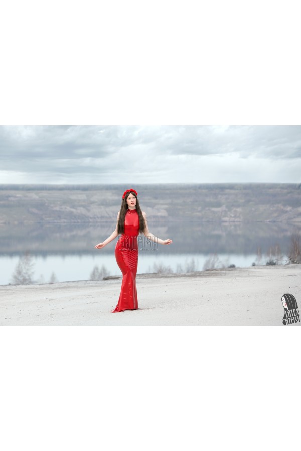 'Mermaid' Maxi-Length Latex Tube Dress