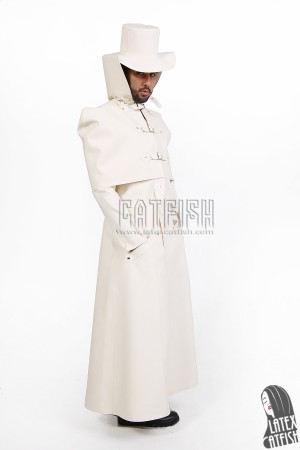 Men's Latex Caped Double-Breasted Trench Coat