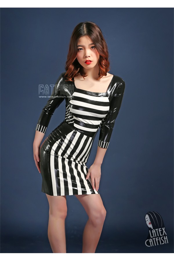 'Stripes Galore' Latex Dress