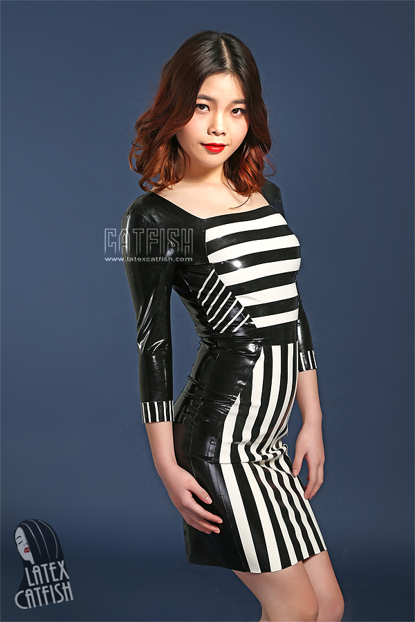 'Stripes Galore' Latex Dress