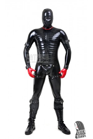 Men's 'Protector' Padded Latex Catsuit with Codpiece