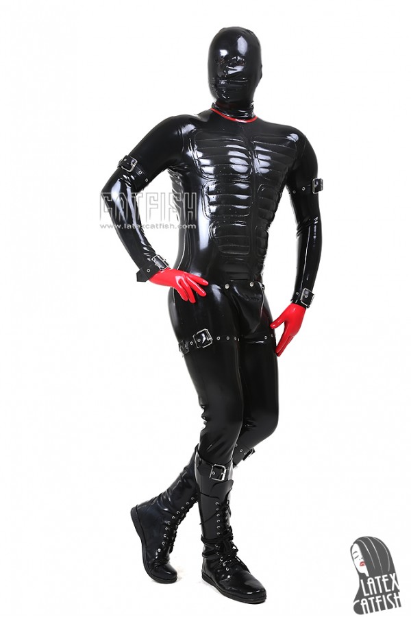 Men's 'Protector' Padded Latex Catsuit with Codpiece