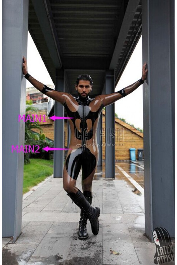 Men's 'Tribalistic' Two-Tones Latex Catsuit