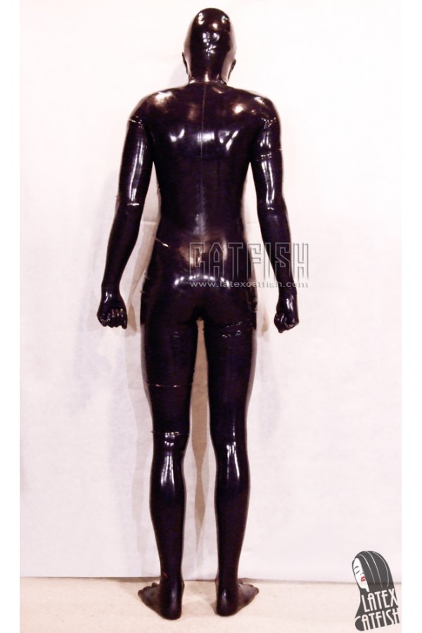 Men's Mouth Entry & Condom Full Latex Catsuit