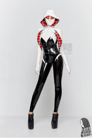 'Arachne' Spidey Hooded Latex Catsuit