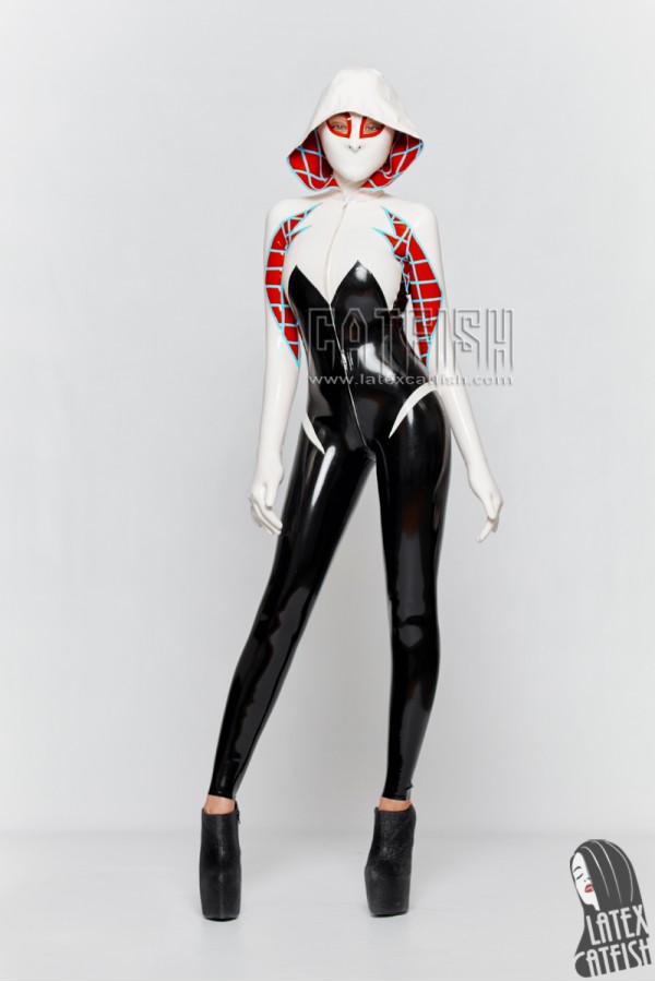 'Arachne' Spidey Hooded Latex Catsuit