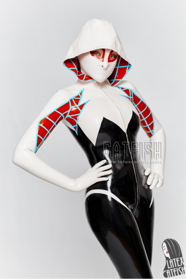 'Arachne' Spidey Hooded Latex Catsuit