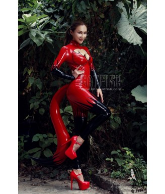 'Devil-icious' Inflatable Tail Latex Costume Catsuit