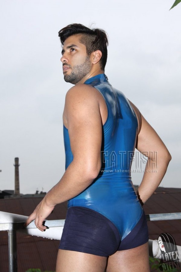 Men's High-Cut Sleeveless Latex Leotard